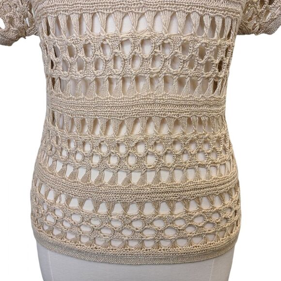 Forever 21 Beige Crochet Knit Pullover Top S - Picture 11 of 15